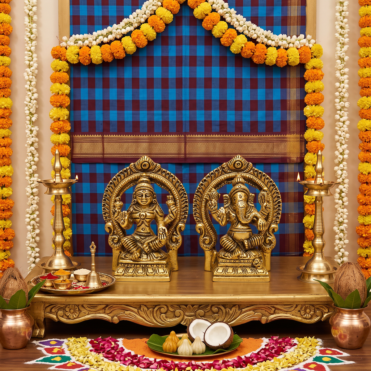 Traditional Puja setup
